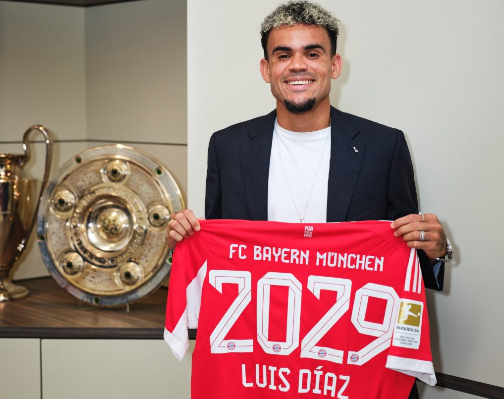 El atacante colombiano Luis Díaz firmó contrato con Bayern