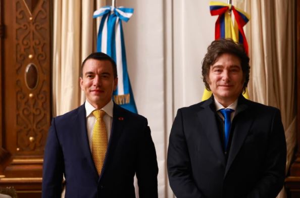 Noboa se reunió con Milei para fortalecer la cooperación bilateral entre Argentina y Ecuador