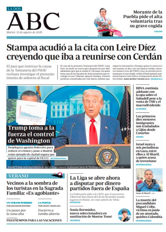 Portadas de la prensa internacional de este martes 12 de agosto de 2025