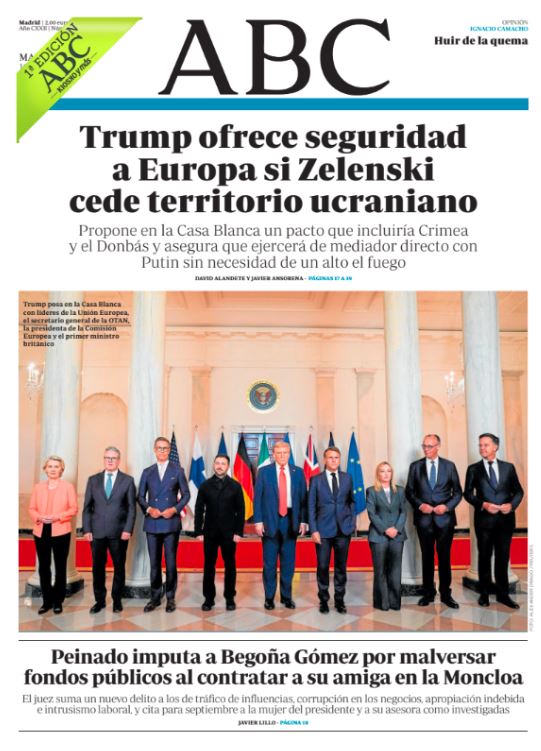 Portadas de la prensa internacional de este martes 19 de agosto de 2025
