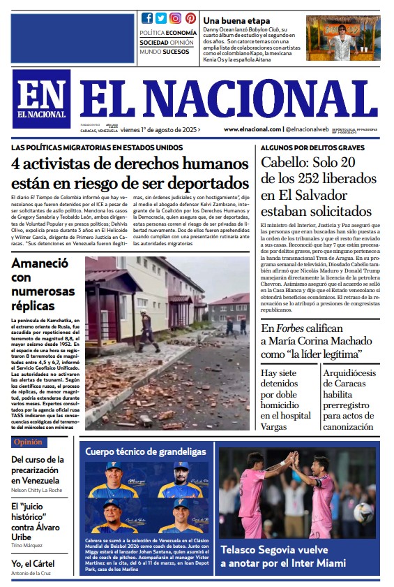 Portadas de este viernes 1 de agosto de 2025