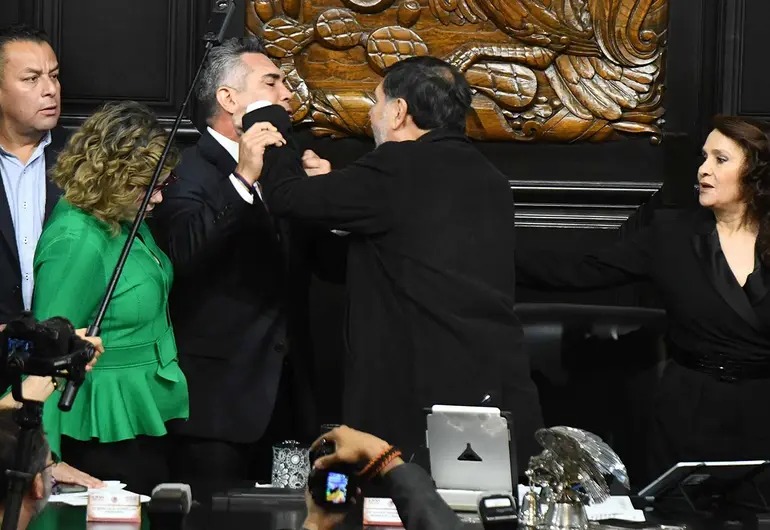 La golpiza que se desató en el Congreso de México entre dos senadores (VIDEO)