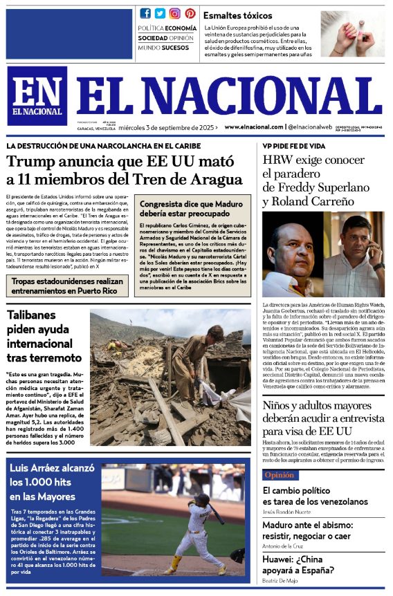 Portadas de este miércoles 3 de septiembre de 2025