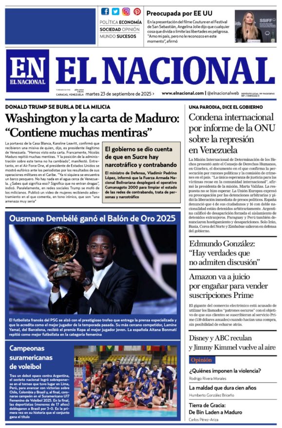 Portadas de este martes 23 de septiembre de 2025