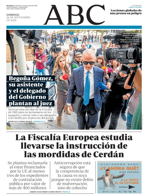 Portadas de la prensa internacional de este domingo 28 de septiembre de 2025