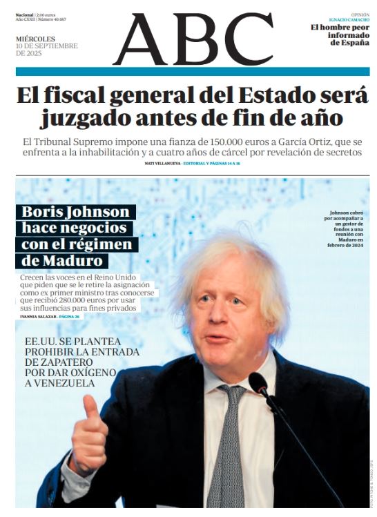 Portadas de la prensa internacional de este miércoles 10 de septiembre de 2025