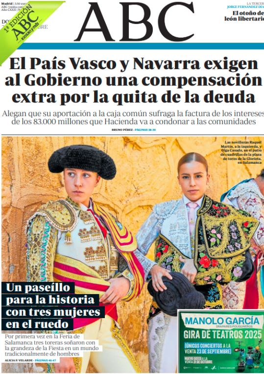 Portadas de la prensa internacional de este domingo 21 de septiembre de 2025