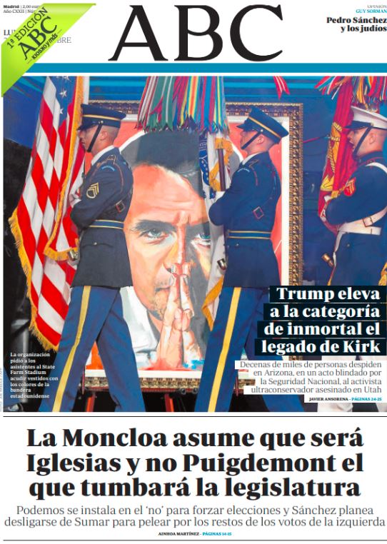 Portadas de la prensa internacional de este lunes 22 de septiembre de 2025