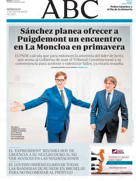 Portadas de la prensa internacional de este miércoles 3 de septiembre de 2025