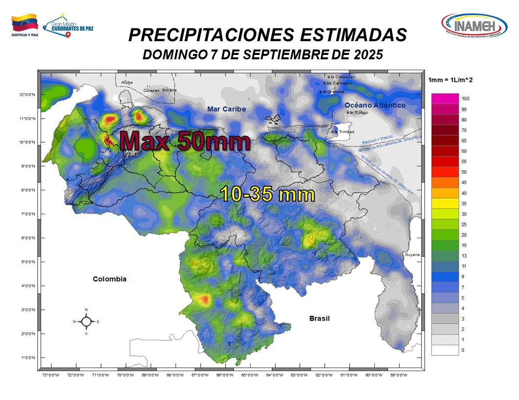 Inameh advierte que continuarán las lluvias este #7Sep en gran parte de Venezuela