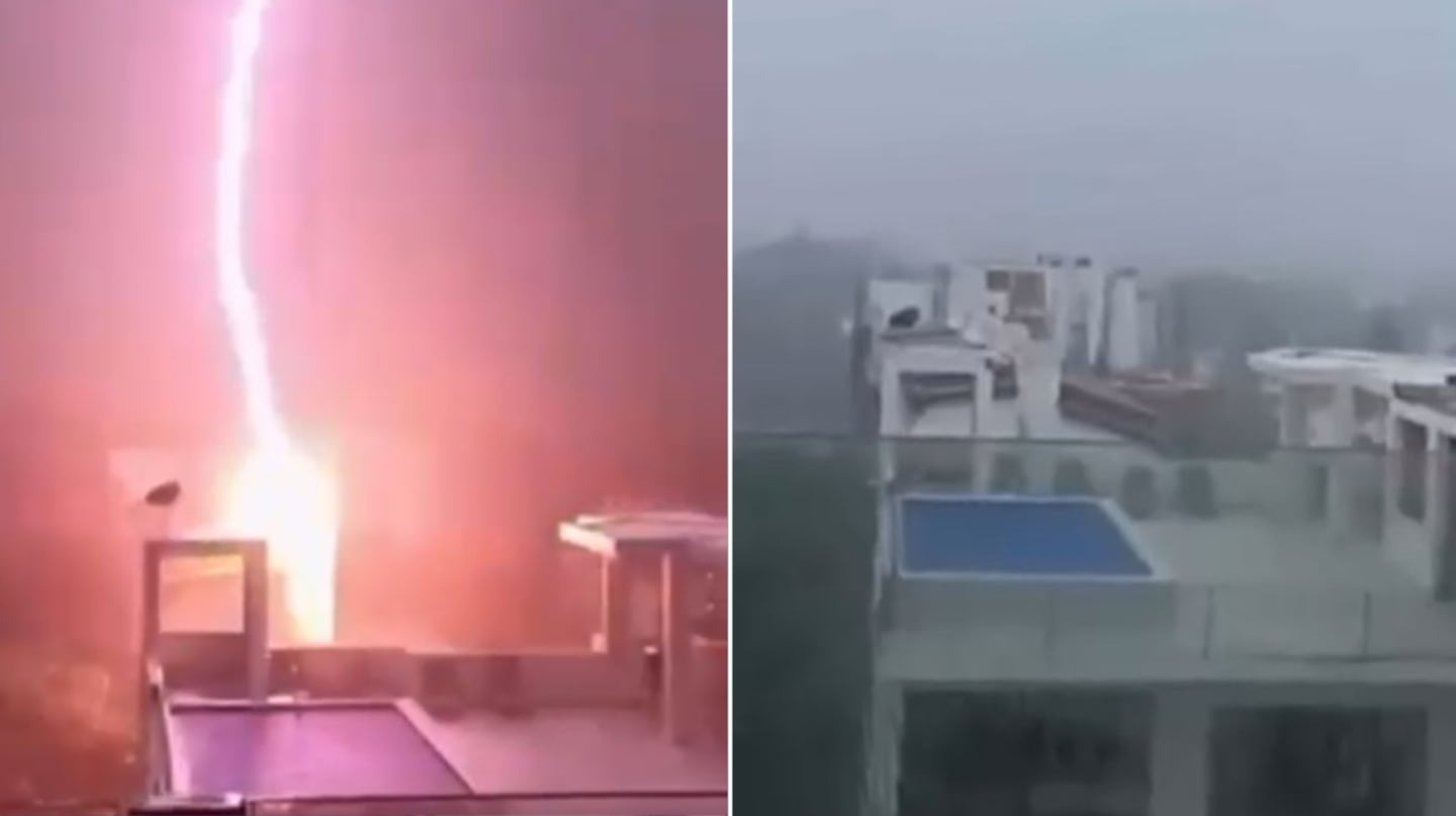Impactante VIDEO: un turista registró el momento exacto en el que un rayo cayó sobre una piscina