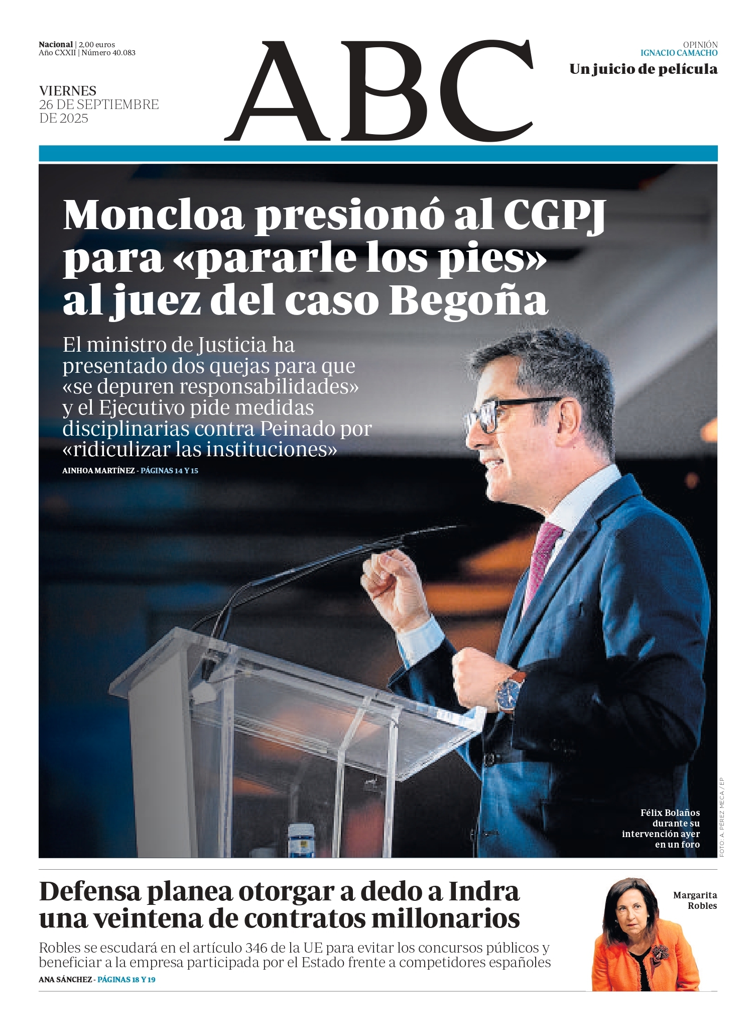Portadas de la prensa internacional de este viernes 26 de septiembre de 2025