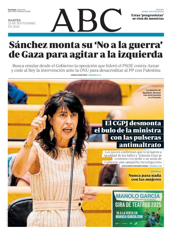 Portadas de la prensa internacional de este martes 23 de septiembre de 2025