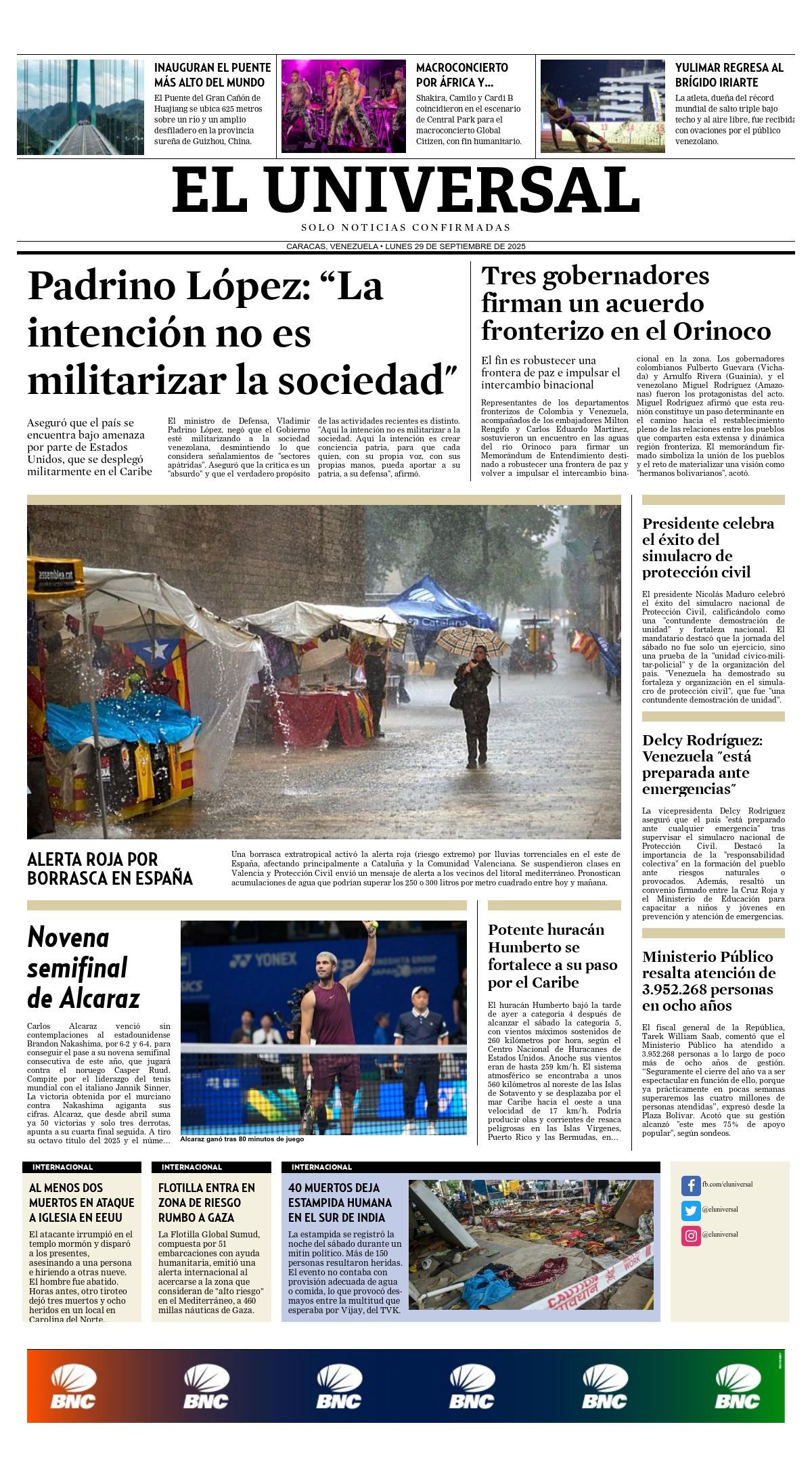 Portadas de este lunes 29 de septiembre de 2025