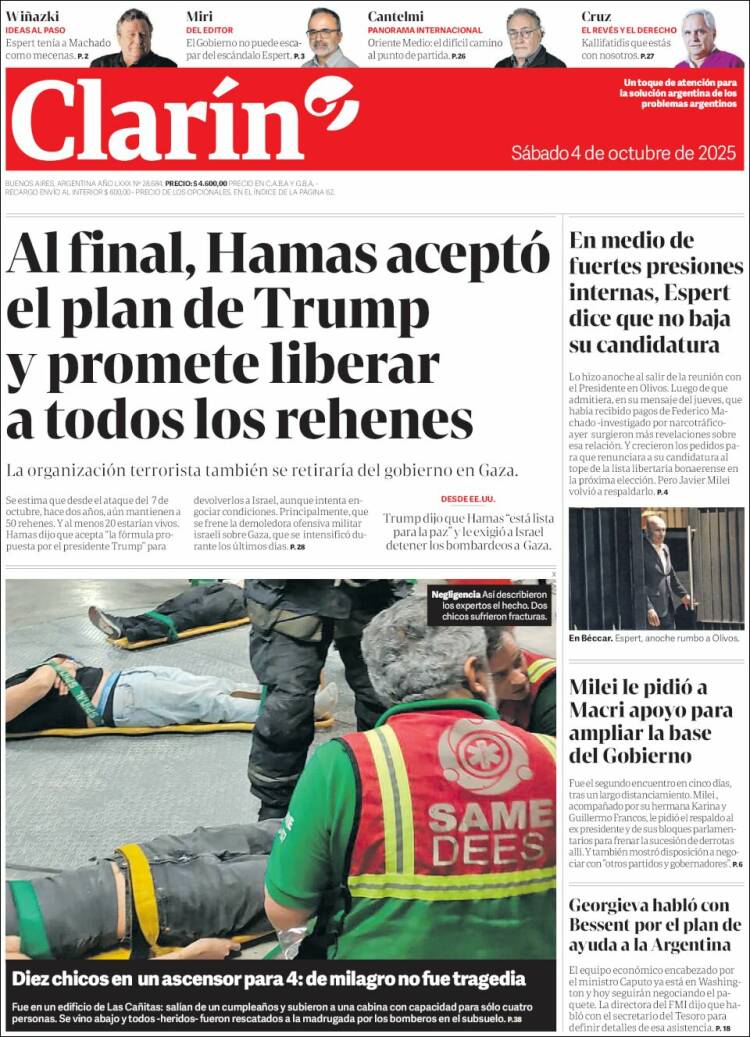 Portadas latinoamericanas de este 4 de octubre de 2025