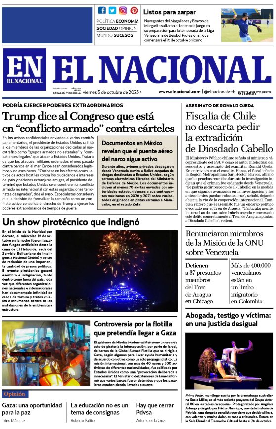 Portadas de este viernes 3 de octubre de 2025