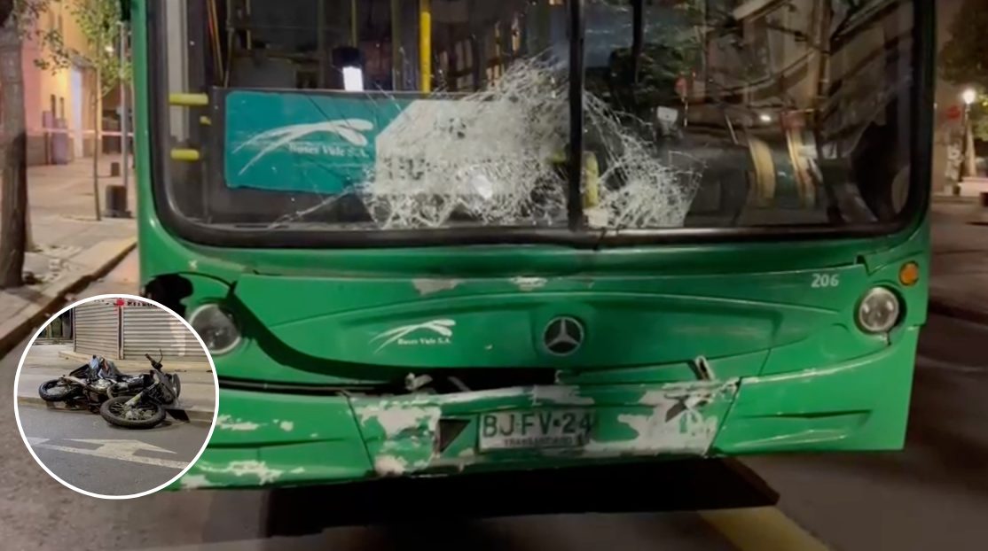 Motorizado venezolano chocó un bus mientras iba armado y en sentido contrario en Chile