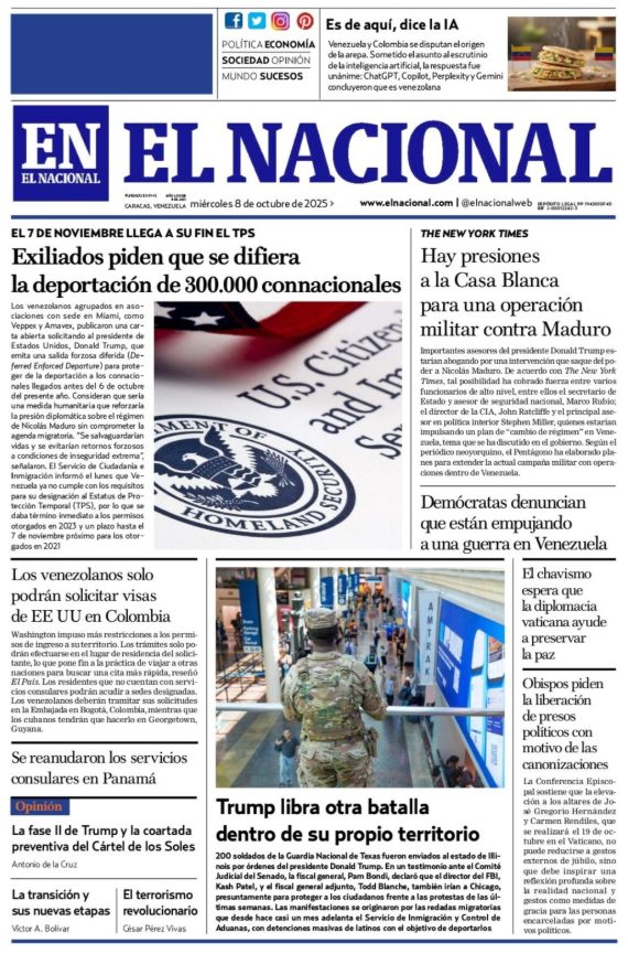 Portadas de este miércoles 8 de octubre de 2025
