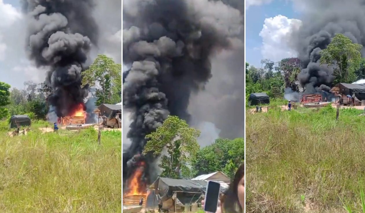 Incendio en almacén clandestino de combustible usado por mineros ilegales en la Gran Sabana