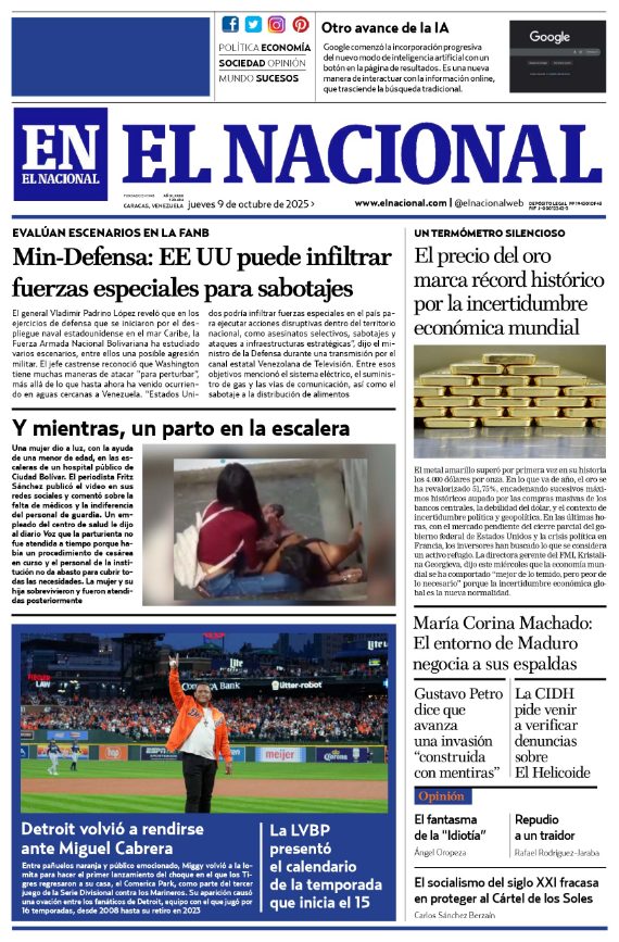 Portadas de este jueves 9 de octubre de 2025