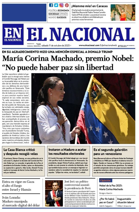 Portadas de este sábado 11 de octubre de 2025
