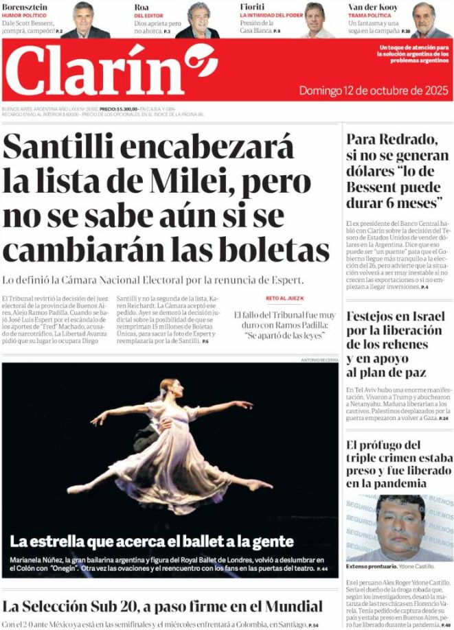 Portadas latinoamericanas de este domingo 12 de octubre de 2025