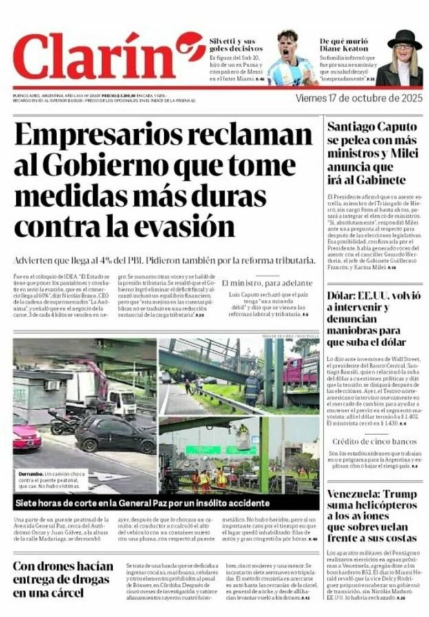 Portadas latinoamericanas de este viernes 17 de octubre de 2025
