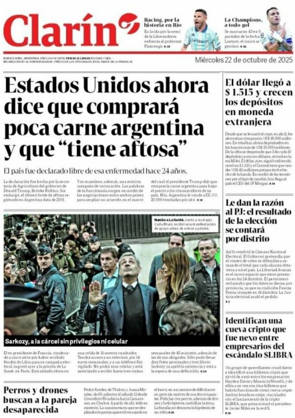 Portadas latinoamericanas de este miércoles 22 de octubre de 2025