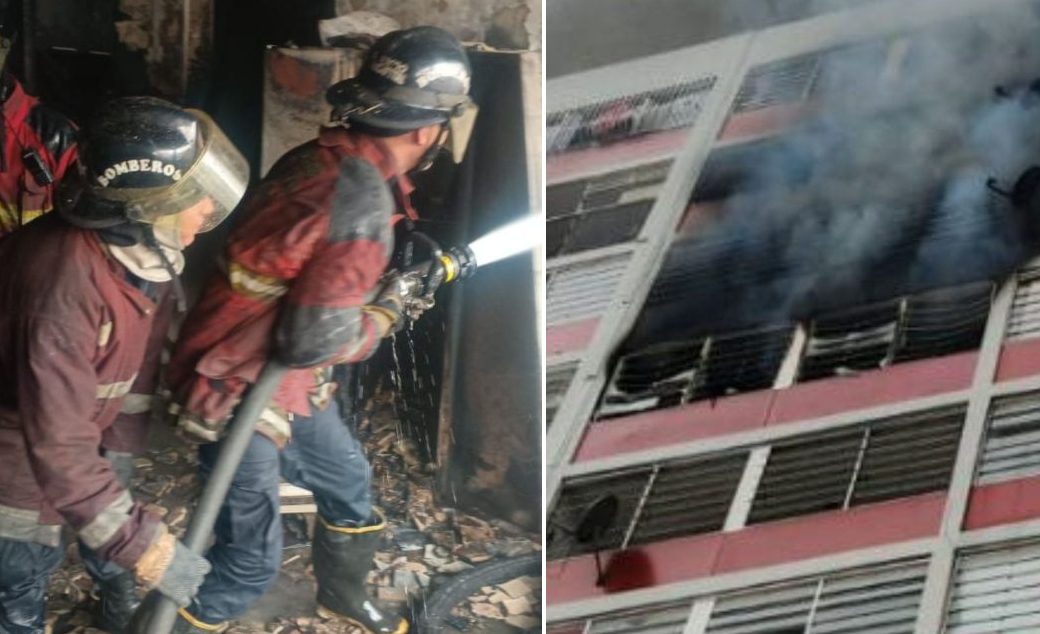 Bomberos de Caracas rescataron a dos infantes amenazados por incendio en un apartamento