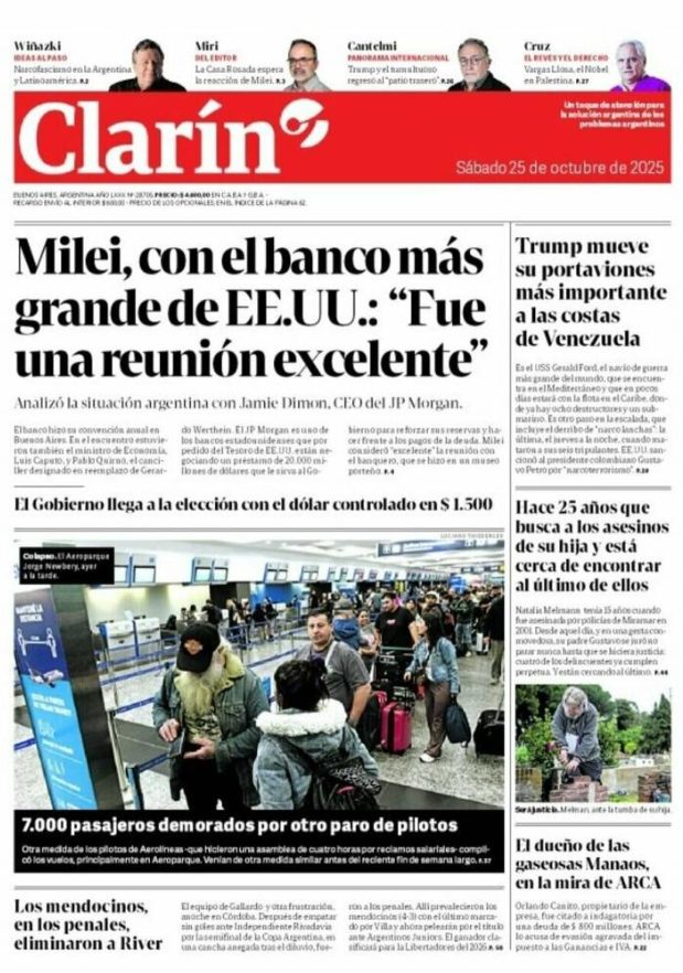 Portadas latinoamericanas de este sábado 25 de octubre de 2025