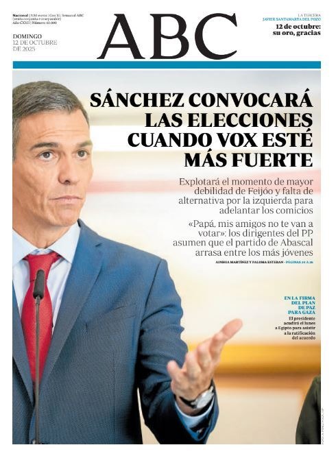 Portadas de la prensa internacional de este domingo 12 de octubre de 2025