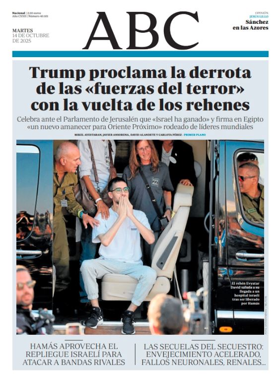 Portadas de la prensa internacional de este martes 14 de octubre de 2025