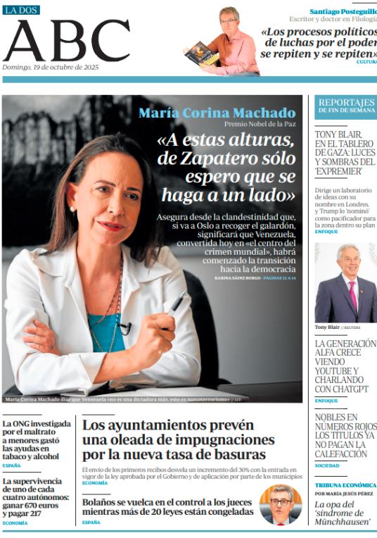 Portadas de la prensa internacional de este domingo 19 de octubre de 2025