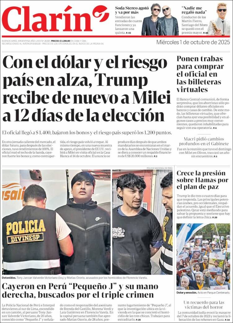 Portadas latinoamericanas de este 1 de octubre de 2025