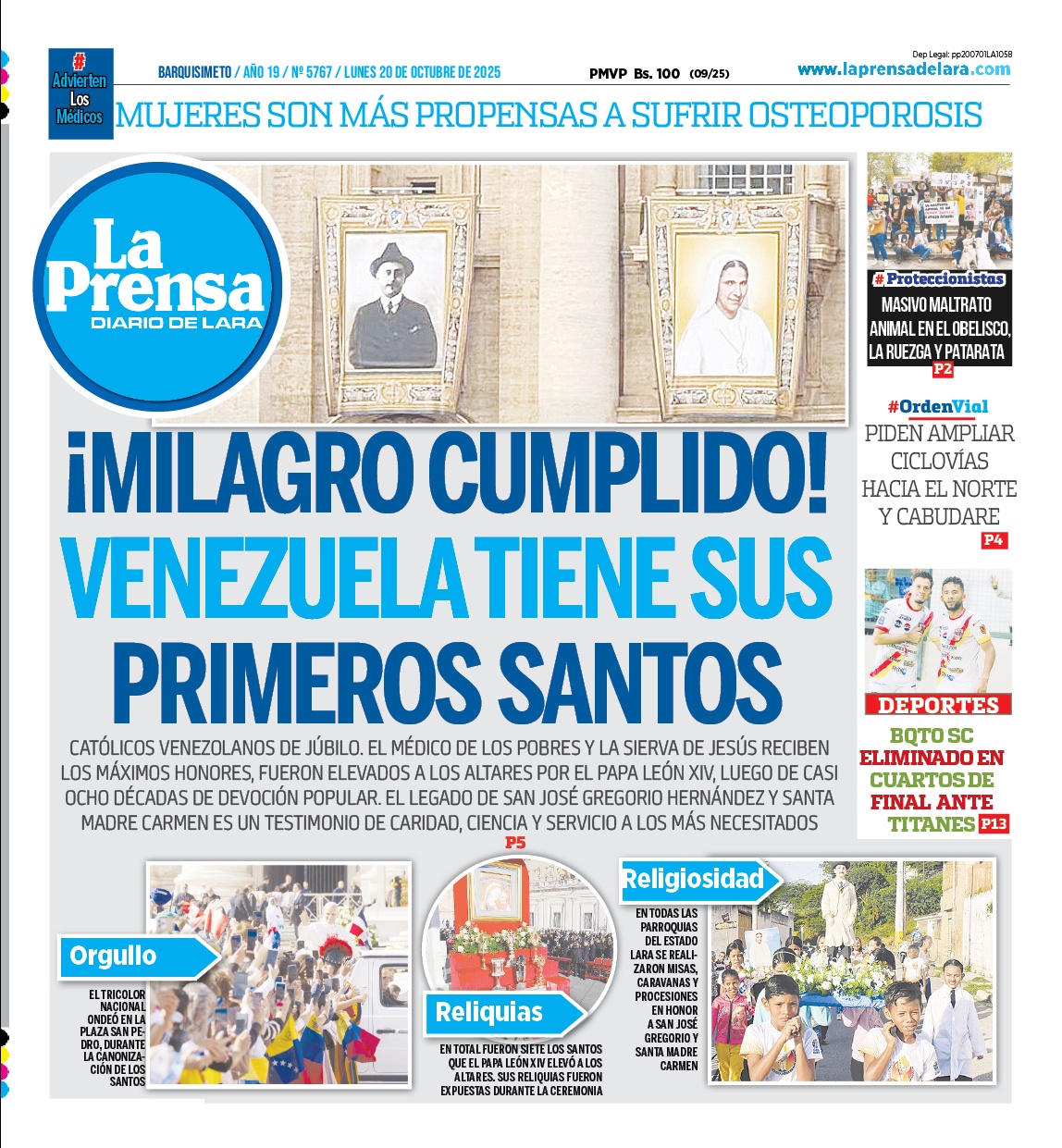 Portadas de este lunes 20 de octubre de 2025