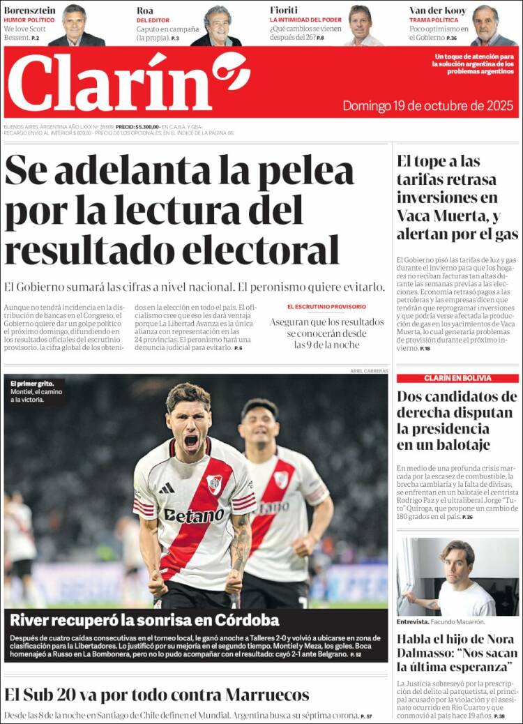 Portadas latinoamericanas de este 19 de octubre de 2025