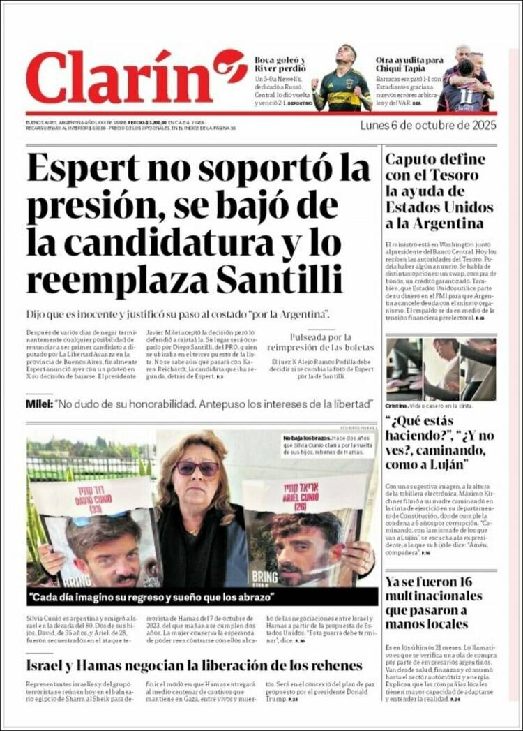 Portadas latinoamericanas de este 6 de octubre de 2025