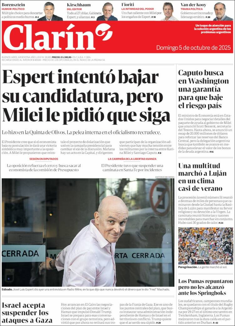 Portadas latinoamericanas de este 5 de octubre de 2025