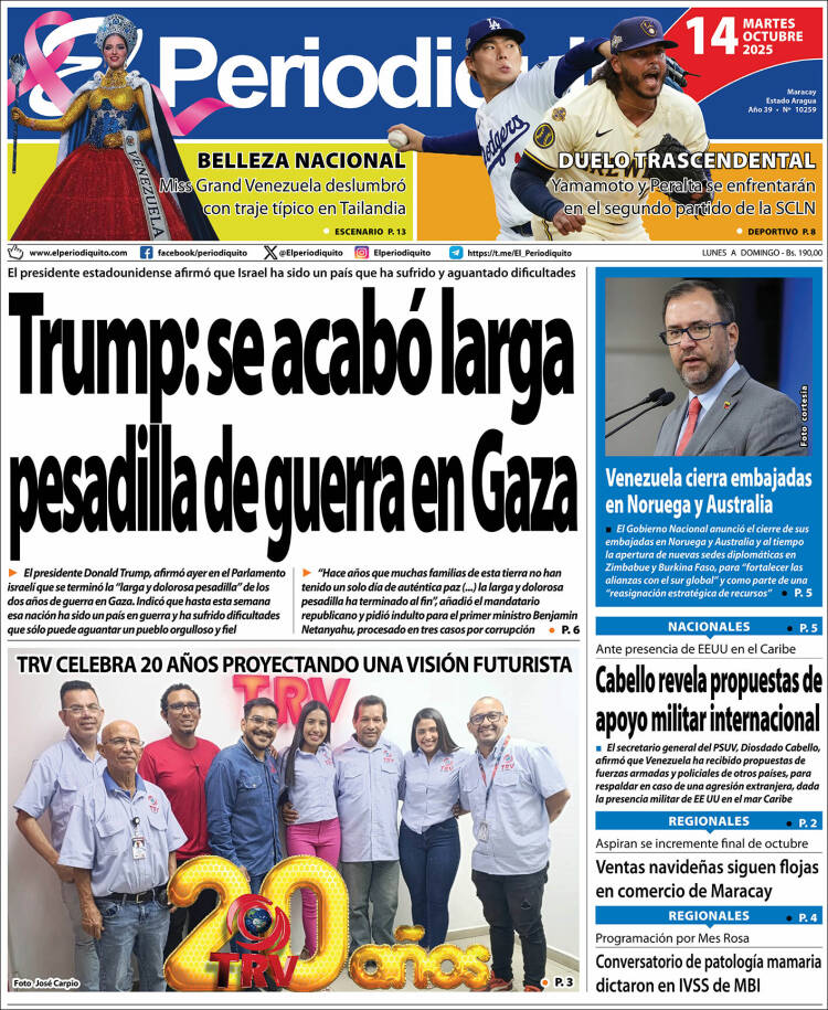 Portadas de este martes 14 de octubre de 2025