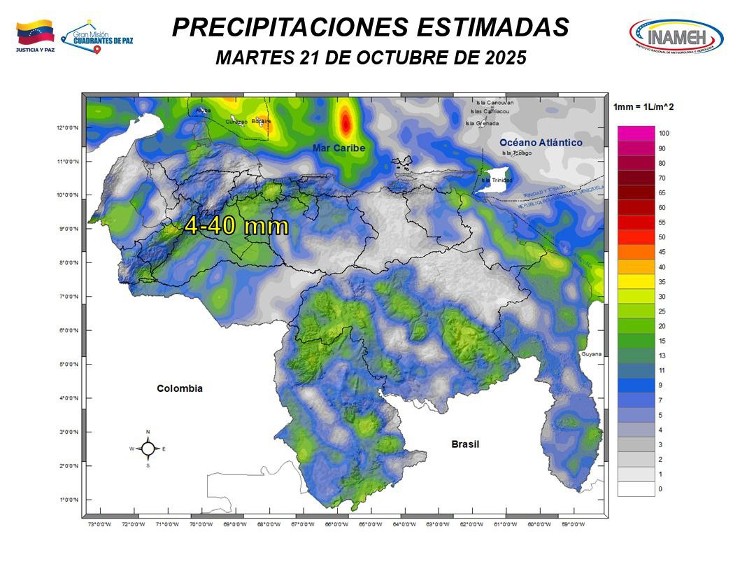 Inameh reporta nubes de tormenta moviéndose al noroeste de Venezuela este #21Oct