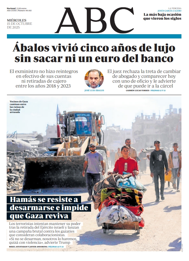 Portadas de la prensa internacional de este miércoles 15 de octubre de 2025