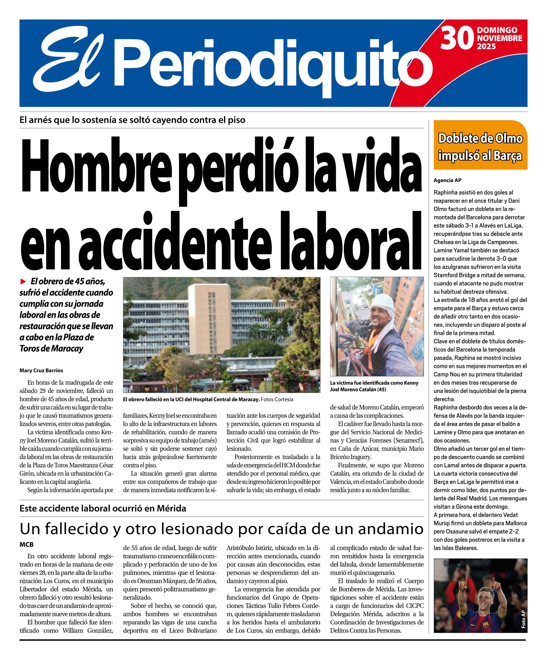 Portadas de este domingo 30 de noviembre de 2025