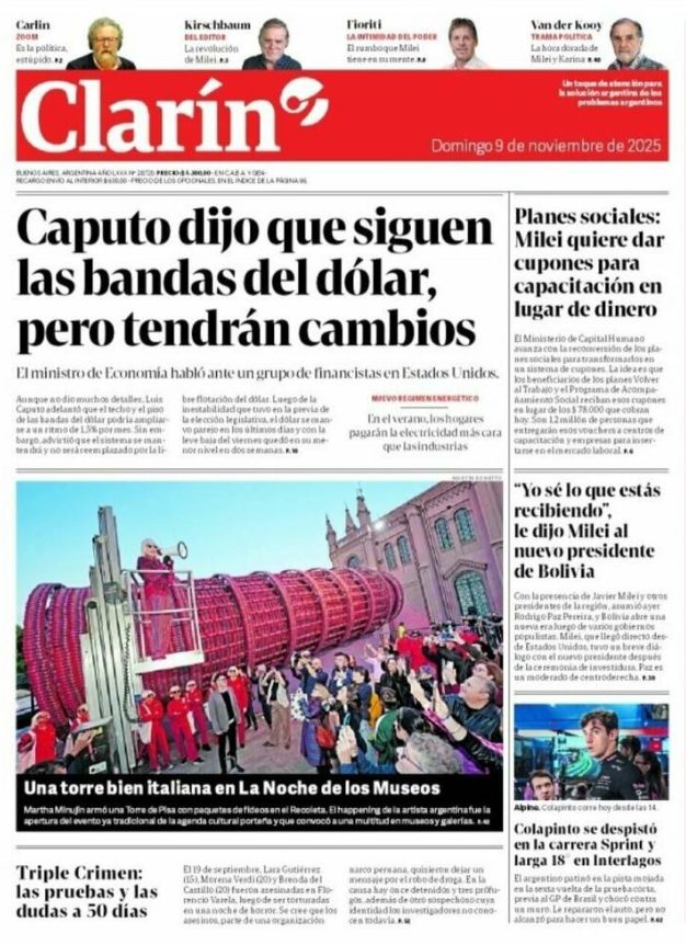 Portadas latinoamericanas de este domingo 9 de noviembre de 2025