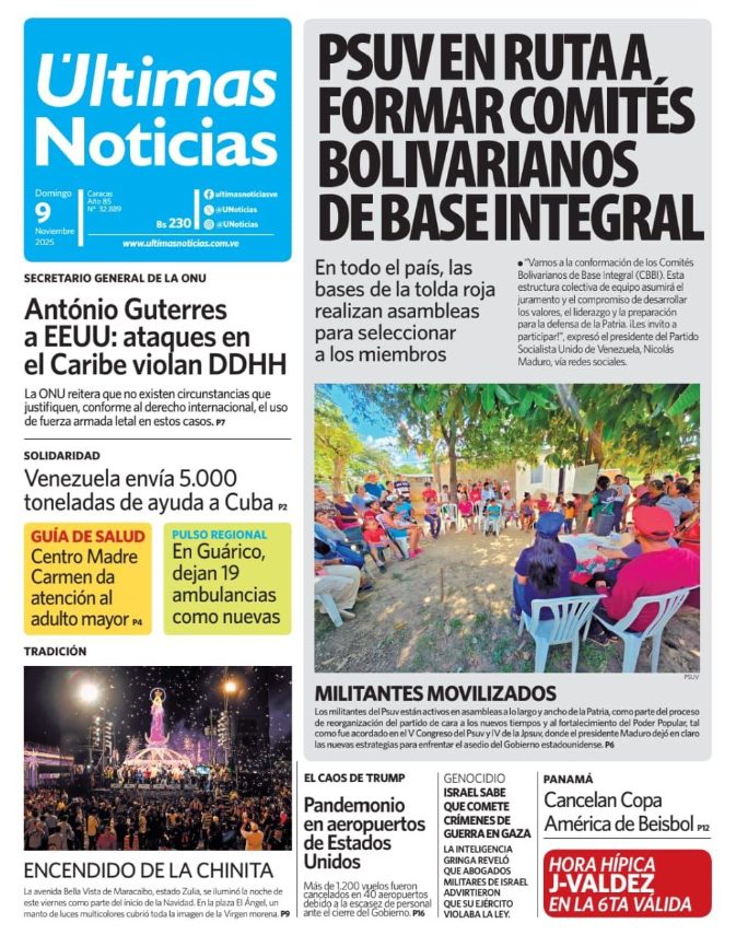 Portadas de este domingo 9 de noviembre de 2025