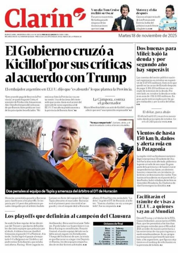 Portadas latinoamericanas de este martes 18 de noviembre de 2025