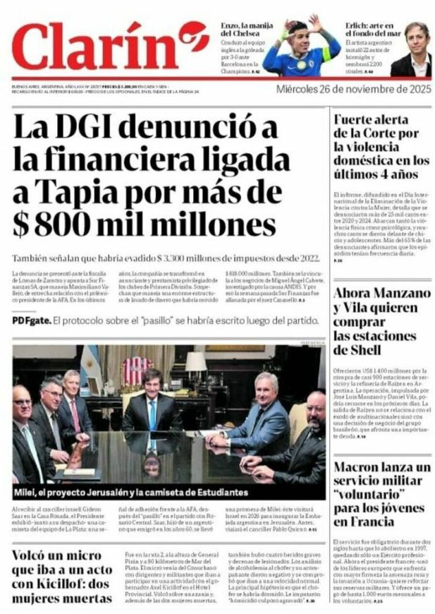 Portadas latinoamericanas de este miércoles 26 de noviembre de 2025