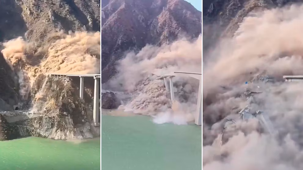 En VIDEO: el impactante momento del colapso de un puente en China pocos meses después de su inauguración
