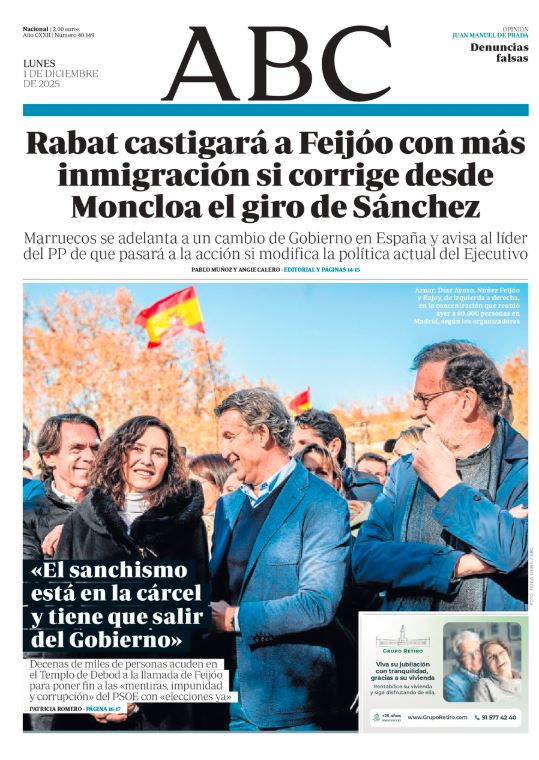 Portadas de la prensa internacional de este lunes 1 de diciembre de 2025