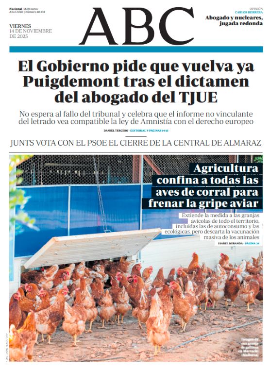 Portadas de la prensa internacional de este viernes 14 de noviembre de 2025