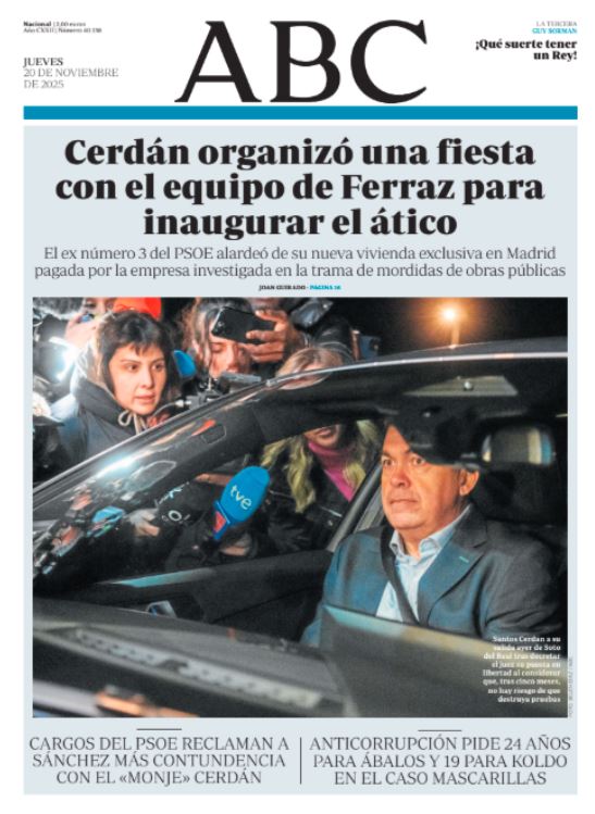 Portadas de la prensa internacional de este jueves 20 de noviembre de 2025